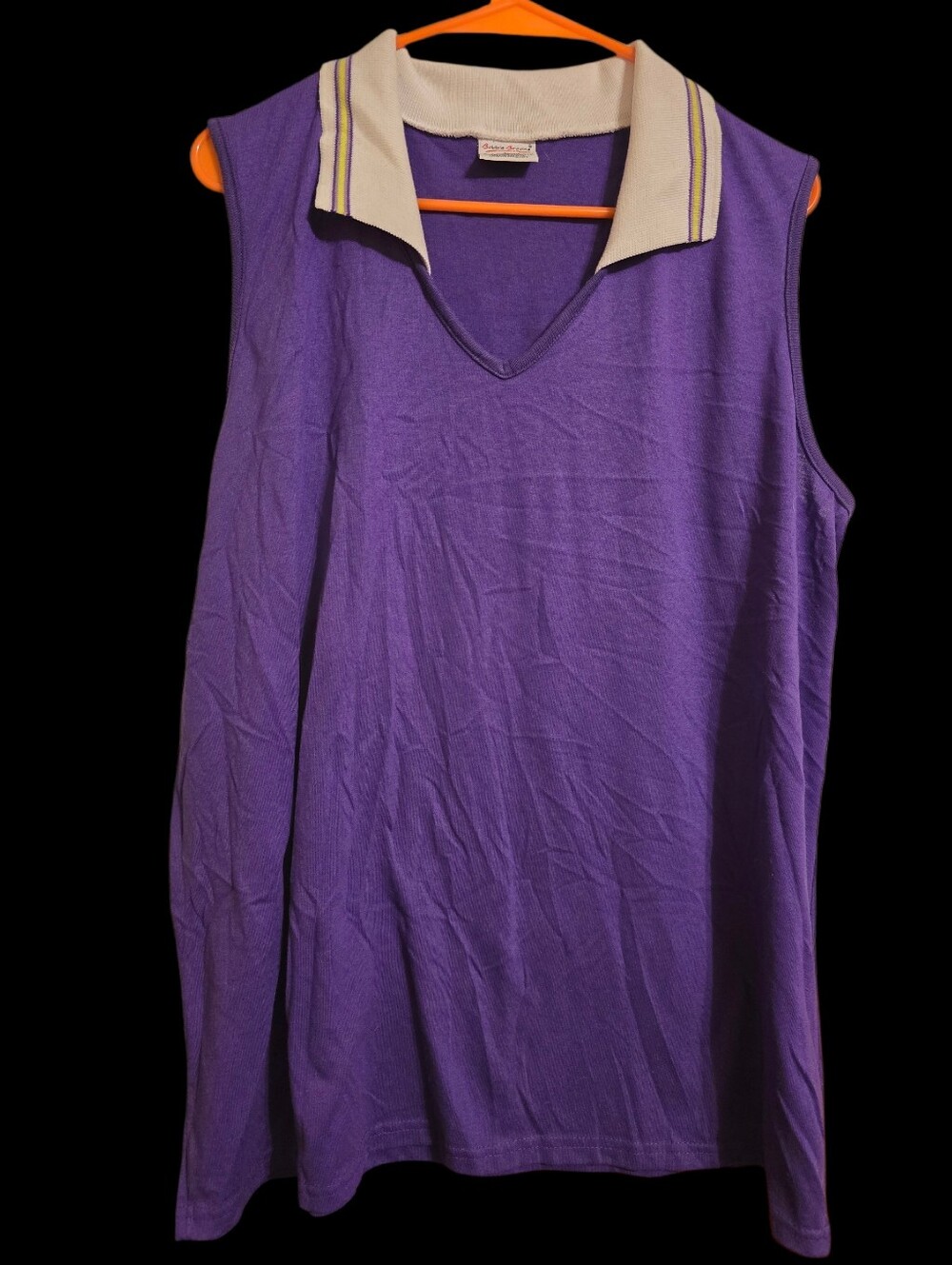 Vintage | Sleeveless Purple Polo Tank with Contrast Collar